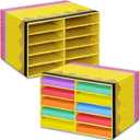 Colingmill 2 Pcs Pencil Classroom Paper Storage Organizer Construction Paper Storage Desktop Mailbox File Sorter Literature Cardboard Organizer for Home Office School, 19.7 x 12.4 x 11.8 Inch