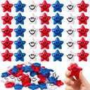 40 Pieces Patriotic Foam Star Stress Ball Bulk Mini Foam Star Smile Face Stress Balls Red White Blue Funny Smile Face Toys Relief Star for 4th of July Party School Carnival Reward