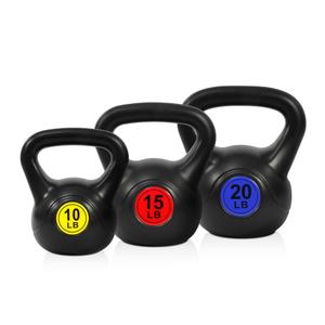 Fitvids Kettlebell Sets 3 Piece Strength Training KettleBells Weight Set, Black, 45LB Set of 3: 10/15/20LB