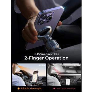 LISEN for MagSafe CD Phone Holder for Car Mount [Angle Adjustable] Magnetic Phone Holder for iPhone Magsafe Car Mount CD Slot Hands Free CD Player Phone Mount for iPhone 15 Pro Max Plus Galaxy, Black