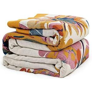 MSGKV Boho Throw Blanket 60''x80'',100% Cotton Blankets for Couch Bed,Cotton Quilt Travel Muslin Blankets Farmhouse Home Decor Soft Lightweight Picnic Blanket