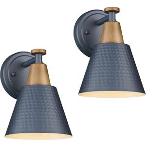 FEMILA Modern Wall Sconces Set of 2, 1-Light Wall Lighting Bathroom Sconces Single Vanity Light, Hammered Metal Shade, Dark Blue,4FG59B-2 Blue (6", 2 pack)