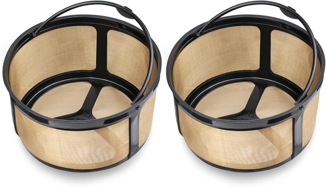 Reusable 8-12 Cup Basket Gold Mesh Coffee Filter for Keurig K-Duo Essentials and K Duo Brewers Machine, Replaces your Paper Coffee Filters, BPA Free (2 Pack)