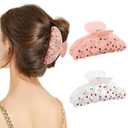 HAIMEIKANG 2 PCs Acrylic Bow Hair Claw Clips for Women - Cute Banana Non-Slip Strong Hold Barrettes Y2K Hair Clips for Thick Thin Hair (Cherry)