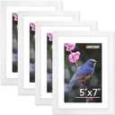 FIXSMITH 5x7 Picture Frame Bulk-4 Pack, Photo Frame with HD Plexiglass, Display Pictures 4x6 with Mat or 5x7 Without Mat, White Picture Frames Collage Wall Decor, Wall & Tabletop Picture Frames