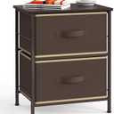 SIMPLE HOUSEWARE 2 Tier Night Stands Dresser for Bedroom Organizer Drawer Storage Tower, Brown