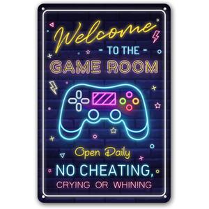 Welcome to the Game Room Sign - Cool Gaming Decor Gifts for Boys and Teens | Perfect Game Room Accessories and Decor, 12 x 8 Inch (268)