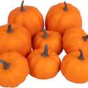 Artgar Orange Artificial Pumpkins, Harvest Decor Foam Pumpkin 8 PCS Set for Halloween Thanksgiving Fall Decorations, Realistic Faux Pumpkins for Festive Home Decor