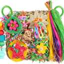 Bird Toys, Parakeet Toys Bird Foraging Toys Grass Mat Climbing Wall for Parakeet,Parrot,Cockatiel,Conure,Lovebird,Budgie Cage Small to Medium Birds (Warm Sun)