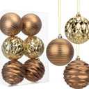 4.3" Earth Tone Christmas Balls Ornaments Set, Large 6Pack Xmas Tree Decorations Balls, Shatterproof Glossy Pendant Plastic Indoor Christmas Decorations, Assorted Hanging Ball for Holiday, Party