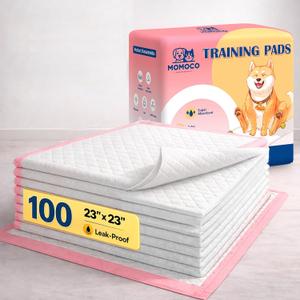 MoMoCo Puppy Pads, 23"x23"-100 Count Pet Pee Pads, Super Absorbent Disposable Dog Training Pads , Leak-Proof, Quick-Drying Potty Pads for Dogs Puppies