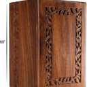 Handcrafted Rosewood Wooden Urn for Human Ashes Adult 200 Cubic Inch Capacity Engraved Border Funeral Urn for Ashes Memorial Keepsake Box