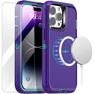 AICase for iPhone 14 Pro Max Case(6.7") with Glass Screen Protector+Magsafe Conversion Kit,Heavy Duty Drop Protection Full Body Rugged Shockproof Military Protective Tough Durable Cover_1