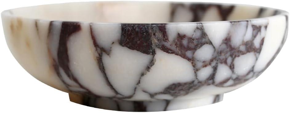 Luxury decorative marble bowl for home decoration for decoration,Key bowl for entryway table, Catchall for coins, change candy, organizer marble tray. (Round-Calacatta Viola)