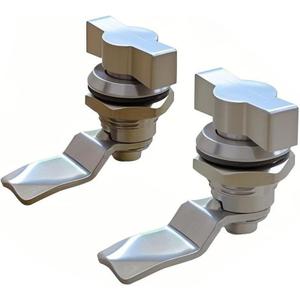 Thumb Operated Offset Cam Lock, Stainless Steel Keyless, Metal Replacement Lock Cylinder for RV Compartment Camper Storage Door Cabinet Mailbox Drawer (2pcs)