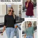 Riyiper 3 Pack Elbow Length Tee Shirts for Women 3/4 Sleeve Tunic Tops Round Neck Fall Curved Hem Leggings Blouse (S)