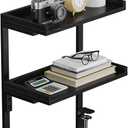 ART-GIFTREE Clamp On Desk Shelf 2-Tier, 12.5 inche Wood Shelving Unit for Office Desk/Gaming Accessories, Tabletop Book Storage Rack, Shelf for Top & Under of Desk, Black