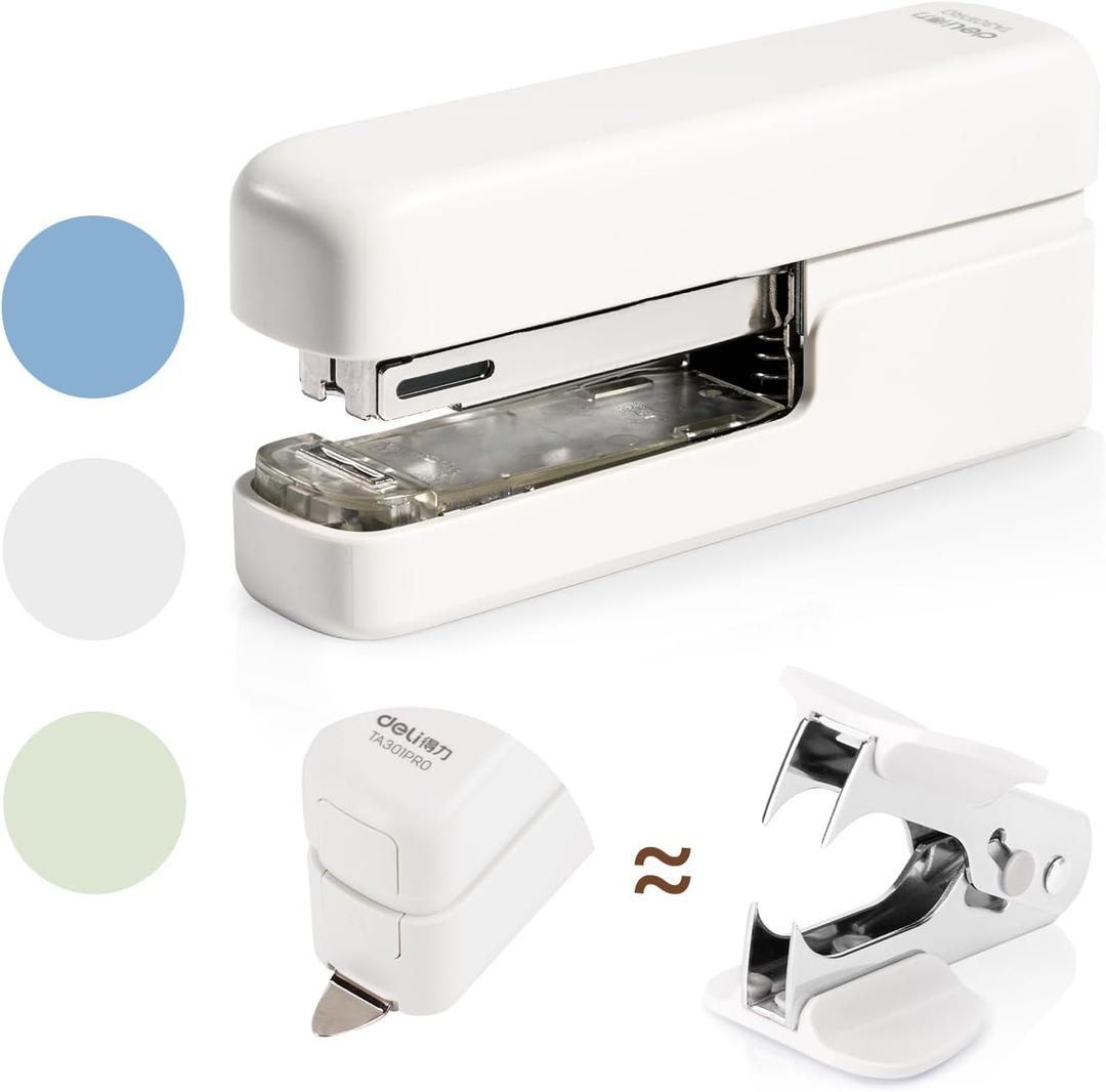 deli Stapler, Desktop Staplers with Integrated Staple Remover, 40 Sheet Capacity Office Stapler, White (1 Pack)