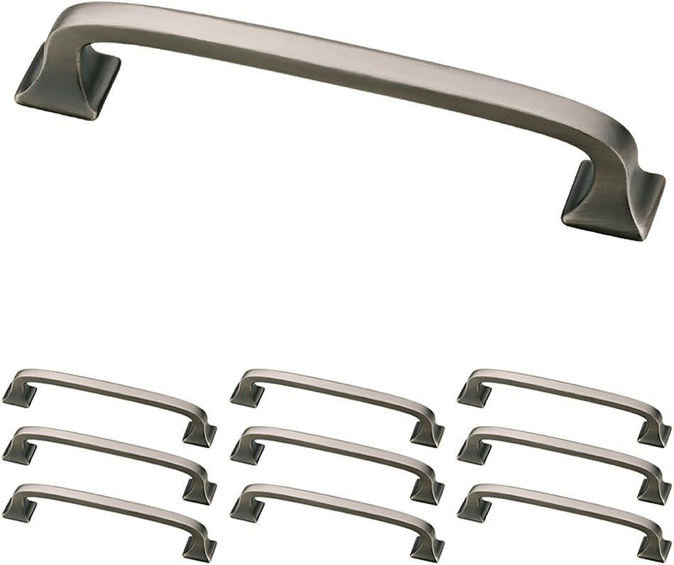 Franklin Brass Lombard (10-Pack) Cabinet Handles 4' Hole Center Heirloom Silver Kitchen Drawer Pulls Dresser, Furniture Hardware P29613K-904-B