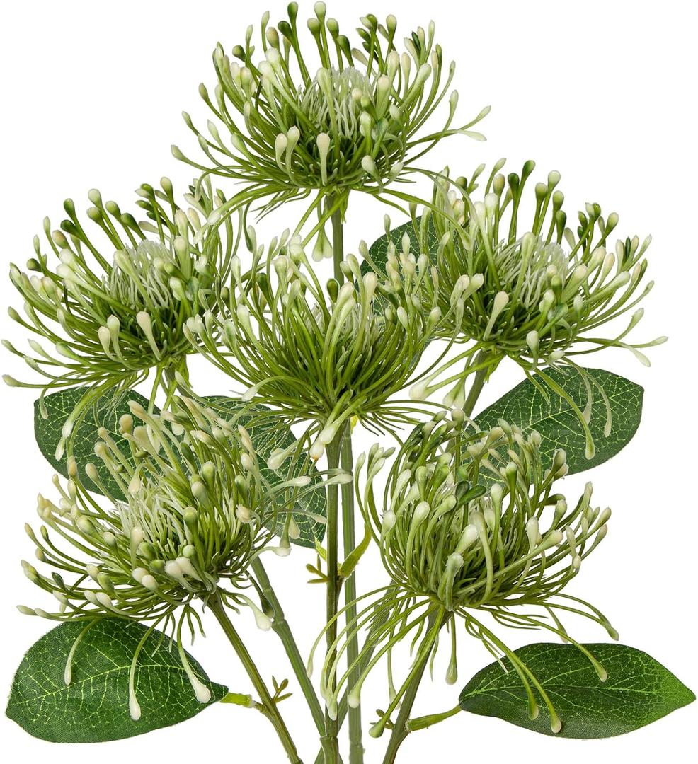 Briful 6PCS Artificial Mums Spring Flowers 4'' Green Spider Chrysanthemum Fake Flowers Bouquet for Home Vase Centerpieces Arrangements Bridal Shower Decoration