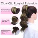 Claw Clip Ponytail Extension,14 Inch Chocolate Brown Curly Wavy Ponytail Claw Clip in Hair Extension for Women Fluffy Natural Looking Synthetic Hairpiece for Daily Use(14 Inch,Chocolate Brown)