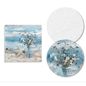 Yorhifa Blue Coastal Beach Floral Framed Wall Art