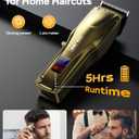 Hair Clippers for Men, Cordless & Corded Barber Clipper with 5Hrs Runtime, 7000RPM Rotary Motor & LED Display, Waterproof Professional Hair Cutting Kit for Men and Home Use (Gold)