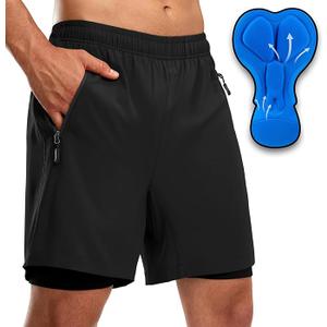 3 Ikewa Men's Mountain Bike Shorts 3D Padded Baggy Bicycle Riding Cycling Shorts Quick Dry Lightweight Biking Shorts, M