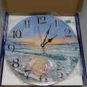 VIKMARI Kitchen Wall Clock - Home Decorative Wall Clock,14 Inch Silent Non-Ticking Quartz Battery Operated Clock, Easy to Read Round Arabic Numerals Ocean Wave Pattern Wooden Wall Clocks