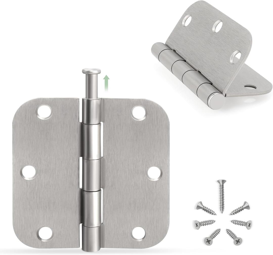 Moquin 12 Pack Noiseless Rounded Door Hinges, 3.5 x 3.5 Inch Door Hinges Hardware with 5/8" Radius Corners and Removable Pin, Satin Nickel 3 1/2 Folding Flat Iron Interior Door Hinges Moquin 12 Pack Noiseless Rounded Door Hinges, 3.5 x 3.5 Inch Door Hinges Hardware with 5/8" Radius Corners and Removable Pin, Satin Nickel 3 1/2 Folding Flat Iron Interior Door Hinges