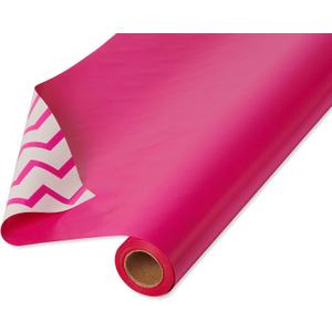 American Greetings Reversible Wrapping Paper Jumbo Roll for All Occasions, Pink and Chevron (1 Jumbo Roll, 175 sq. ft.)