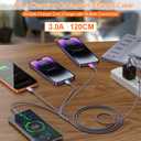 Multi Charging Cable 4ft 2Pack, 4 in 1 Charging Cable Nylon Braided Lightning iPhone Charger,Universal Charger Phone Cord with Type-C,Micro USB,IP Port for iPhone17-5/Android -Multicolor