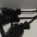 Lenwen 3 Pcs Halloween Witch Broom Plastic Witch Broomstick with Ribbons for Women, Halloween Party Costume Accessories(Black)