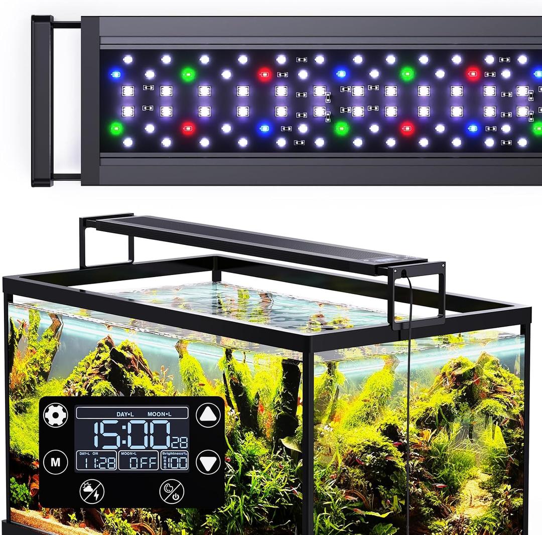 SEAOURA 24/7 LED Aquarium Light for 24-30 Inch Fish Tank, Auto On Off with Timer, 9 Colors, Adjustable Brightness, Daylight & Moonlight Mode, Full Spectrum Fish Tank Light for Plants