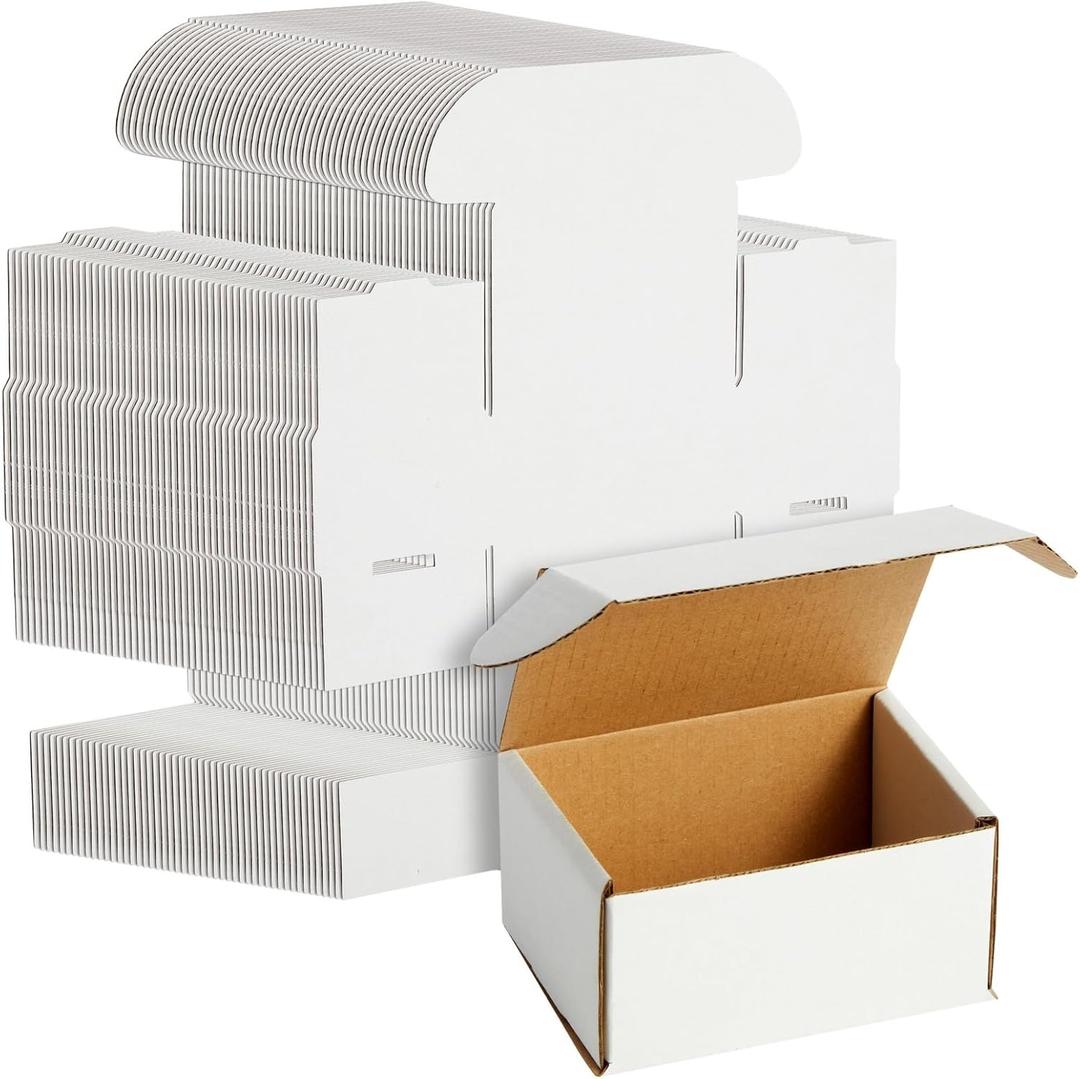 Stockroom Plus Mailing Box - 50 Pack, White, 4 x 3 x 2 Inch Corrugated Cardboard - Foldable Business Card Boxes & Mailers for Storage, Transit & Moving