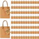 Sherr 100 Pcs Mini Gift Bags Bulk, 4 x 2.75 x 4.5 in Paper Bag with Tag, Extra Small Paper Gift Boxes with Handles for Birthday, Party Favor, Wedding, Small Business, Spring Easter(Brown)