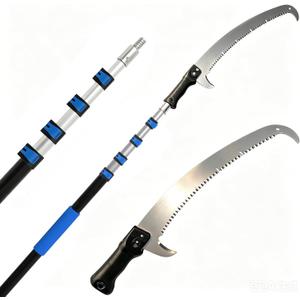 Manual Pole Saw for Tree Trimming, 26FT Telescoping Extension Pole Tree Pruner with 24" Blade, Hand Pole Saw for Cutting High Branches, Detachable Pruning Saw for Garden Yard Maintenance