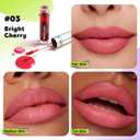 Glam Code Wipe-Off Lip Tint, Long-wearing Matte Lip Stain Non-stick to Cup Infused with Shea Butter & Vitamin E Care For Your Lips Highly Pigmented Vibrant Kiss-Proof Lip Stain - 03# Cherry Pink