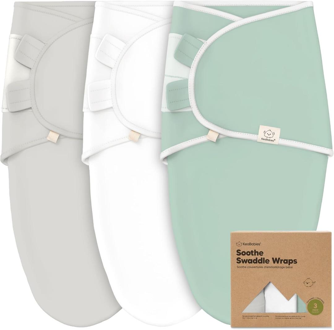 KeaBabies 3-Pack Organic Baby Swaddle Sleep Sacks - Newborn Swaddle Sack, Ergonomic Baby Swaddles 0-3 Months (Sage)
