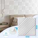 Art3d 33-Pack 3D Wall Panels for Interior Wall Decor, Textured Accent Walls Paneling for Living Room, Bedroom, TV Background, 12"x12" White
