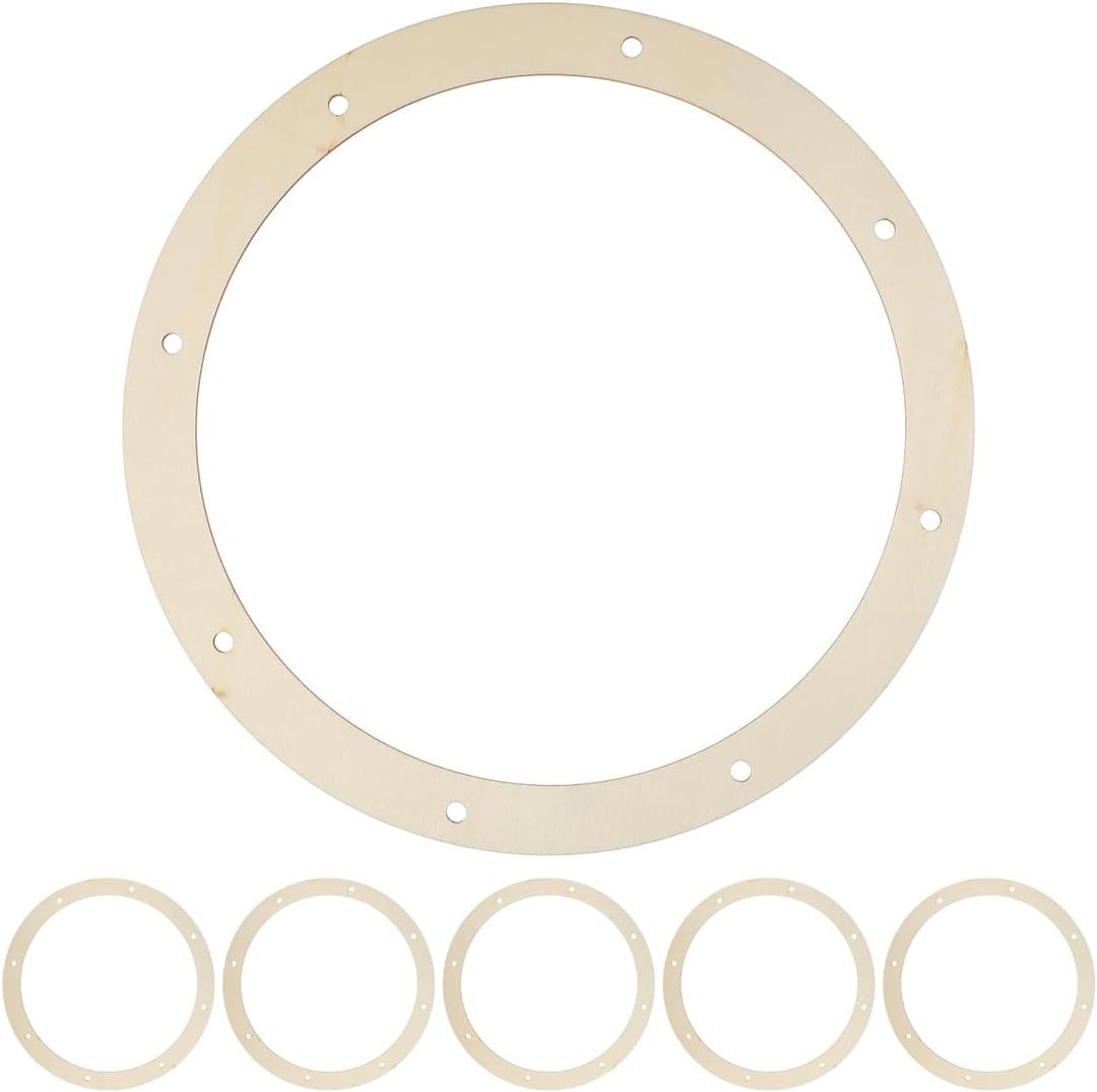 BESPORTBLE 6 Pcs Round Wooden Wreath Frames 11.81 Inch Wood Rings for Crafts Wreath Making Supplies Floral Garland Decorations Wedding Party DIY