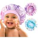 YANIBEST 2 Pcs Baby Satin Bonnet for Sleeping Kids Double Layer Sleeping Caps for Toddler Silk Bonnet Elastic Wide Band