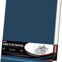 9" x 12" Sketch Book, Hardcover Sketchbook, Top Spiral Bound Sketch Pad, 100 Sheets (68lb/100gsm) Drawing Paper Pad, Art Supplies for Adults for Kids Drawing Notebook. (Blue)