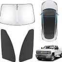 Karltys 3PCS Windshield Sun Shade for 2015-2019 Chevy Silverado/GMC Sierra 2500HD 3500HD, Front and Side Window Sunshade Custom Fit Silverado, Foldable Sun Visor Protector Blocks Heat UV Rays