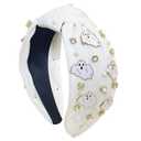 Halloween Headbands for Women, Ghost Pearl Rhinestone Knotted Headband Halloween Hair Accessories Party Gifts