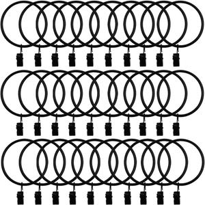 30 Pack Strong Iron Metal Curtain Rings with Clips 2.5 Inch Diameter, Decorative Drapery Rustproof Curtain Rod Clip Ring, Durable Vintage Drapery Hooks with Clips (30PCS Black)