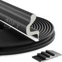 40FT Kerf Weather Stripping Door Seal Front Exterior Door Weather Stripping Seal Strip for Door Frame Door Insulation Soundproofing (with 4 Door Corner Seals) (Black)