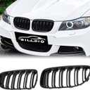E90 Grille - Front Kidney Grille Double Slats Glossy Black Compatible with 2009-2011 BMW 3 series E90 323i 328i 328xi 335d 335i 335xi Sedan LCIE91 328i 328xi Touring LCI