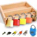 Montessori Lock and Key Toy Set for Toddlers, Educational STEM Lock Toys Matching Games Set with Wooden Tray for 3-5 Year Old Kids