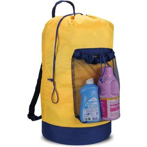 Dalykate Backpack Laundry Bag, Laundry Backpack with Shoulder Straps and Mesh Pocket Durable Nylon Clothes Hamper Bag with Drawstring Closure for College, Travel, Laundromat, Apartment